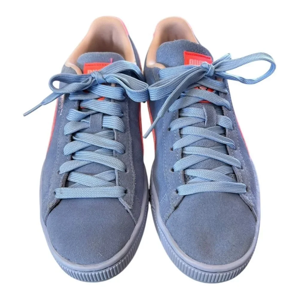 New Puma Kids Girls Suede Valentines Lace Up Purple Pink Sneakers 6.5